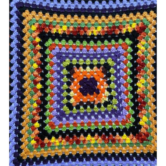 Halloween Granny Square Afghan Blanket Crochet Lap Throw Colorful Handmade - Picture 5 of 6